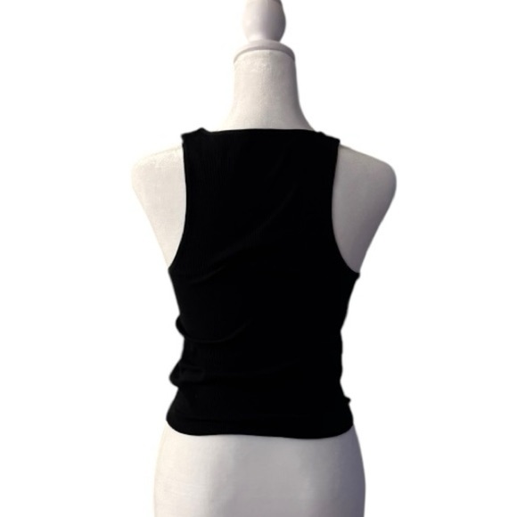 One Step Up Vintage Black Ribbed Stretch Seamless Tank Top Size Large/XL - Picture 4 of 5